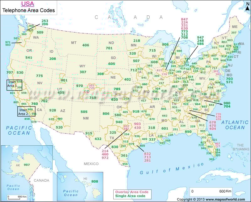 US Area Code Map